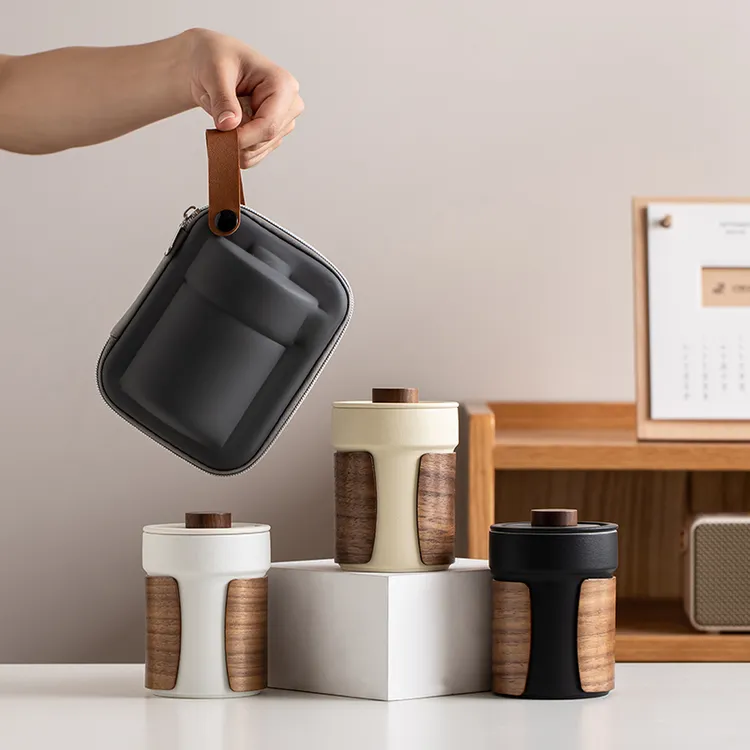 陶瓷茶水分离泡茶杯带盖过滤马克杯个人专用办公杯随身便携收纳包