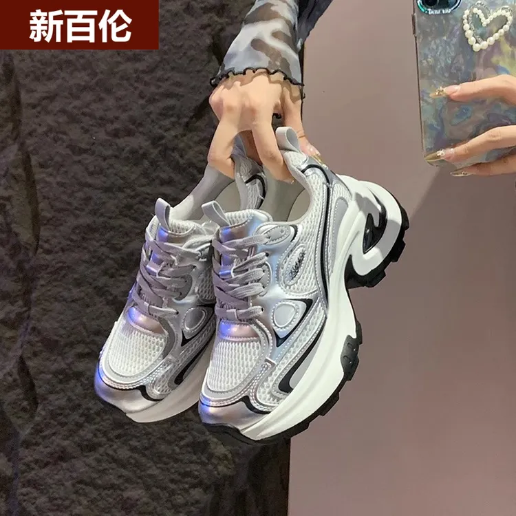 新百伦NEW BOLUNE爆款松糕厚底老爹鞋女鞋小个子增高2025新款休闲