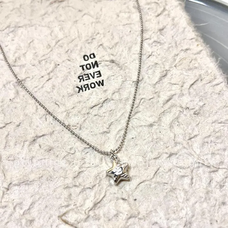 钛钢锆石项链 新款银条纹星星项链甜美小众简约高级感ins气质百搭