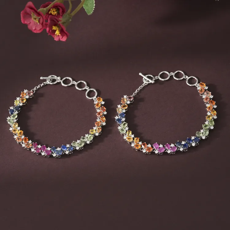 【云上叙】S925银彩蓝宝手链-多样性发其一-3×4mm-V26224-M（甄选）