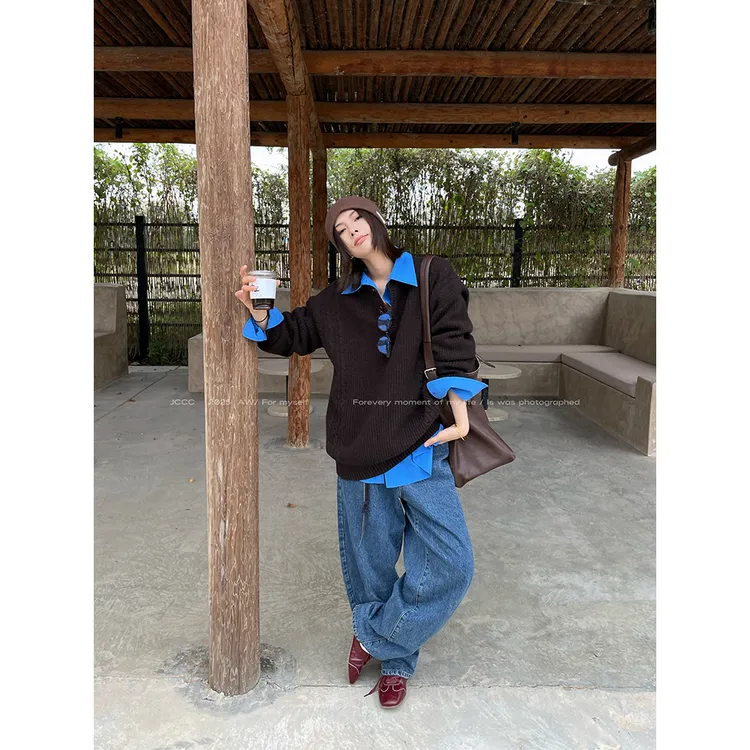 JCCC影子【琥珀/纽扣诗行】两色亨利领纯羊毛针织套头毛衣JE5AZS12