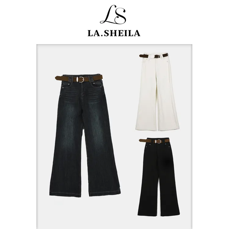 LA.Sheila“漫画腿”送腰带 遮肉阔腿牛仔裤254-KZ/1117-0213