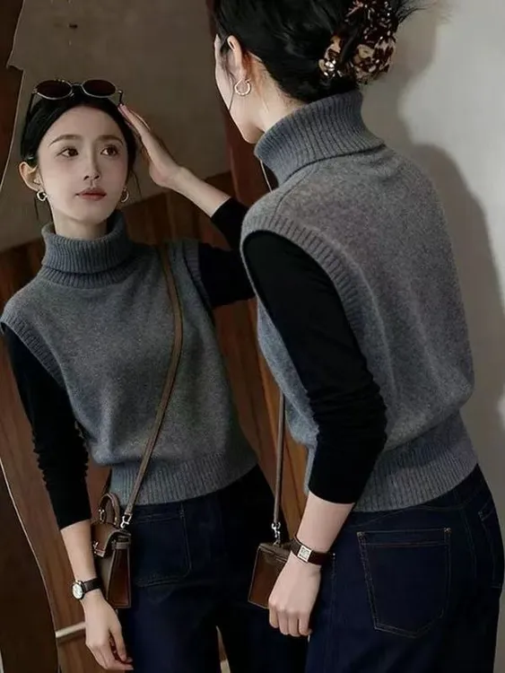 2025秋冬季新款痞帅炸街风女装高级感显瘦马甲针织毛衣