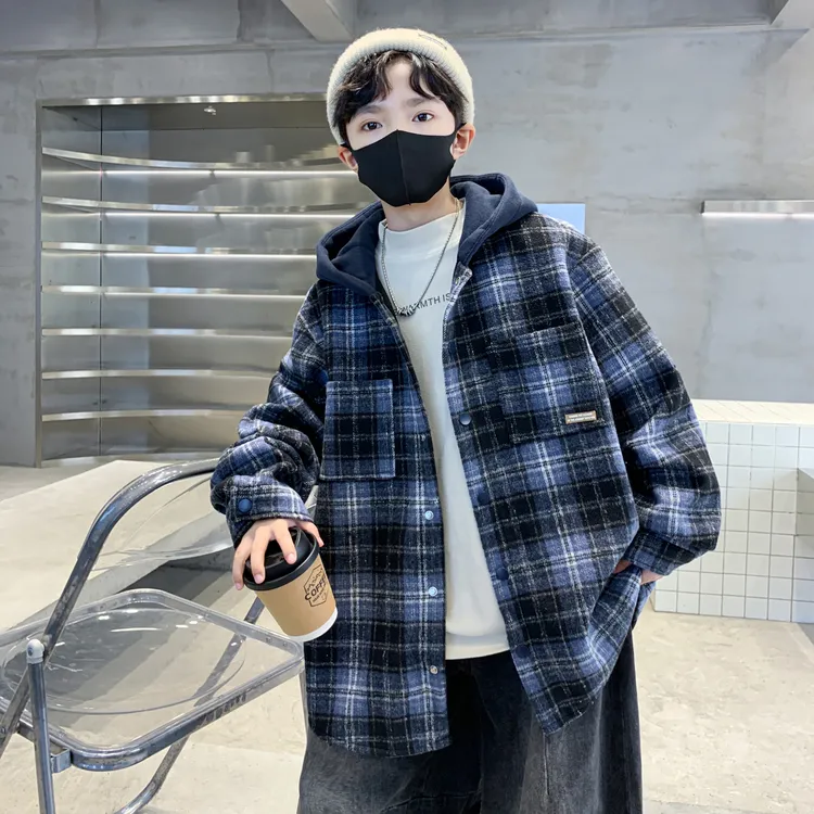 儿童装男童冬装加厚外套2025新款秋冬款保暖中大童冬季男孩格子潮