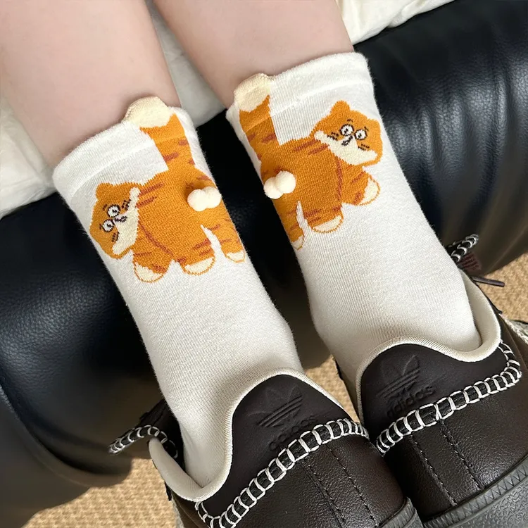 可爱立体猫咪蛋蛋中筒袜袜子界的显眼包秋冬个性趣味袜子减龄春秋