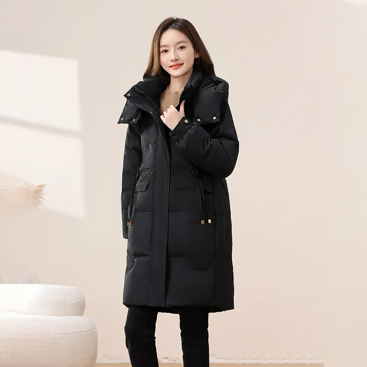 爆款羽绒服女中长款冬季新款白鸭绒加厚时尚洋气妈妈装宽松外套