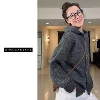 HIMEGANJANE 绒憩 慵懒叠穿师深灰连帽针织衫6228