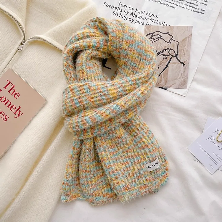 毛线针织短围巾女生冬季韩系可爱小巧围脖护颈加厚保暖软糯