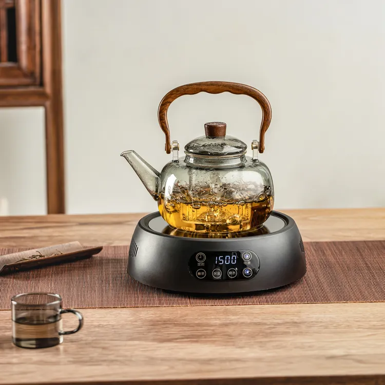 多功能数显煮茶器透明玻璃茶壶茶杯功夫茶具家用茶壶电陶炉茶托盘
