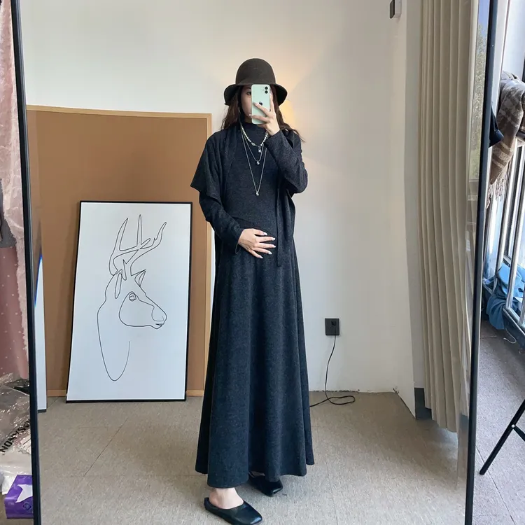 孕妇装秋季针织孕期洋气连衣裙秋冬2025新款轻奢高级感慵懒风套装