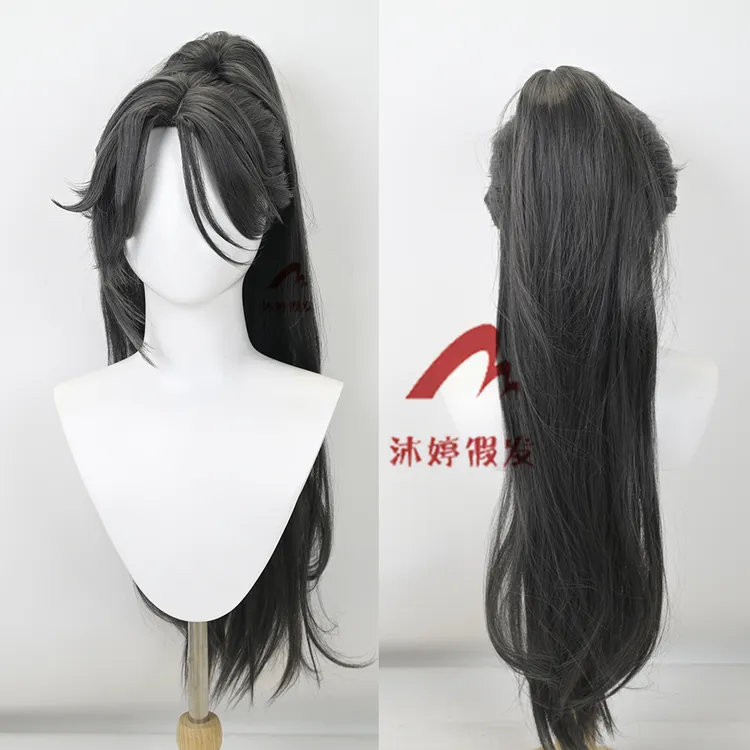 沐婷 王者 孙权cos假发 三分之地 玫瑰网偏分头皮 分体马尾