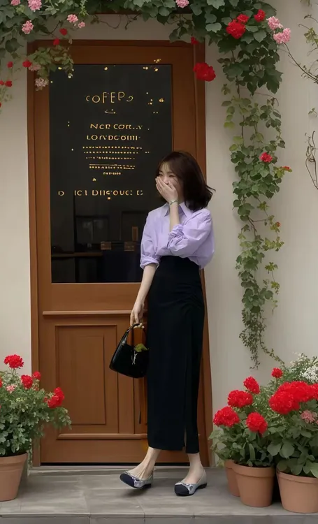 SS1097夏季气质减龄一整套穿搭可盐可甜紫色衬衫半裙两件套