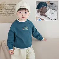 春秋季儿童圆领毛衣男女童洋气打底针织衫百搭休闲卡通小外套线衣