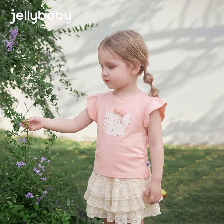jellybaby甜美小女孩洋气套装夏装女童短袖T恤短裙 ZTG202602105
