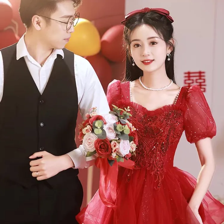 敬酒服2025新款新娘高级感大气结婚订婚出阁宴礼服女夏季红色婚纱
