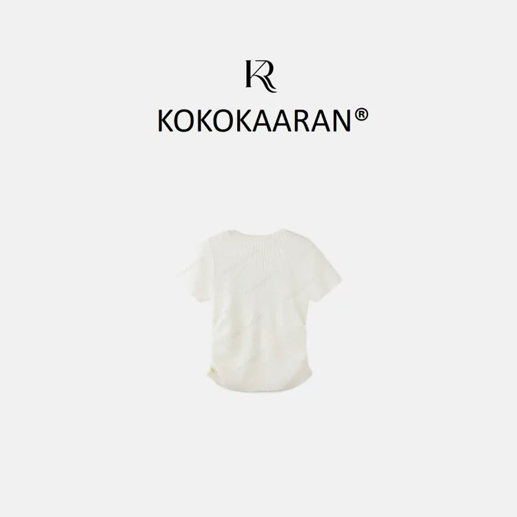 kokokaaran/可可咔伦’小夫短袖‘早春时尚轻奢圆领刺绣短袖RL0012