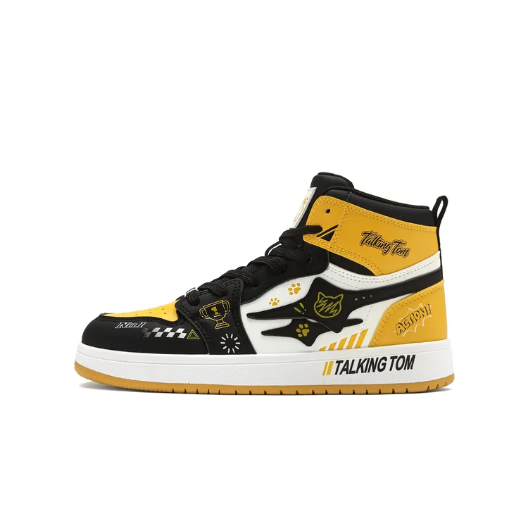 会说话的汤姆猫鞋子男电母黄涂鸦AJ高帮板鞋情侣秋冬款休闲运动鞋