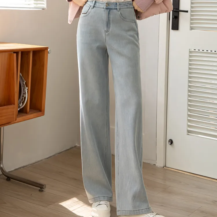 依仙圣姿Y55N3123冬新款高腰弹力修身显瘦时尚百搭窄版牛仔筒裤