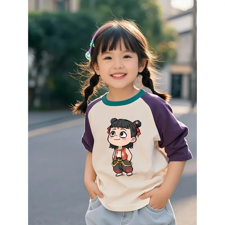 哪吒t恤儿童长袖哪吒新款纯棉长袖T恤宝宝打底儿童春秋季拍照衣服