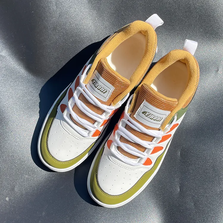 休闲鞋简约风秋季撞色男鞋韩版百搭板鞋墨绿拼色学生鞋潮流情侣鞋