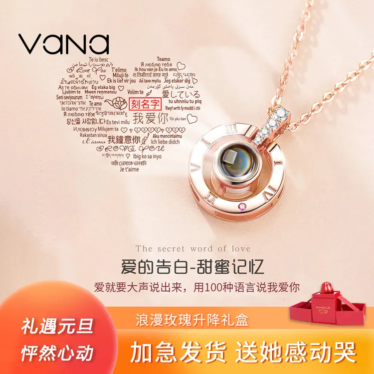 VANA 坠链均925银 【元旦礼物】爱的记忆定制项链送老婆女朋友礼物