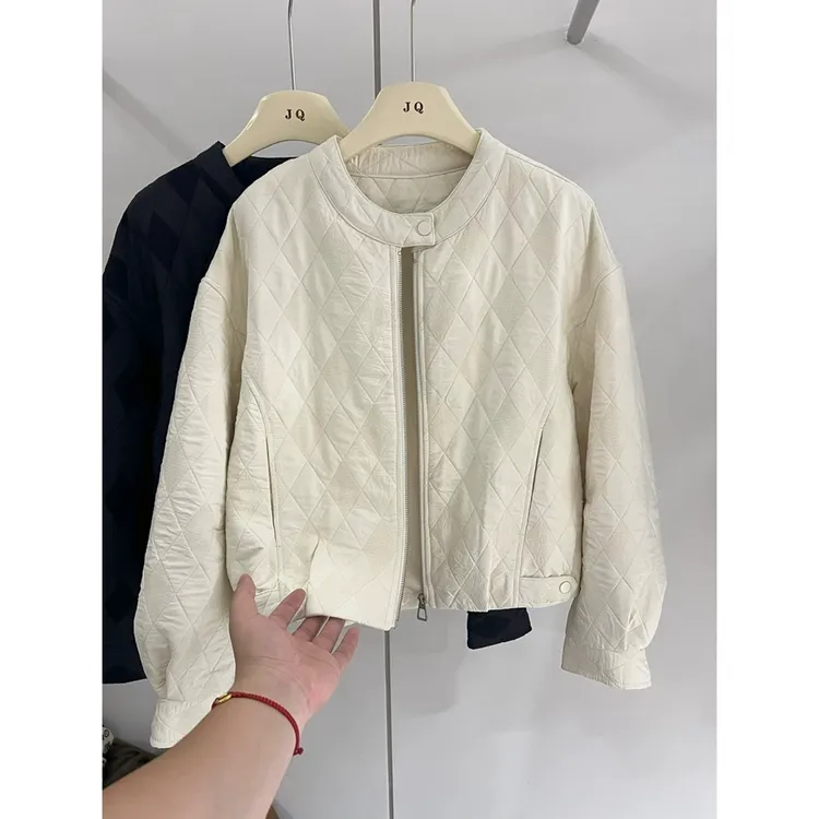 韩版时尚宽松薄款棉服外套女2025秋冬新款休闲菱格夹克棒球服上衣