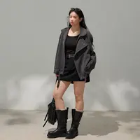 张大人【曼城旧事】大码女装微胖妹妹美式辣妹黑色细腰带