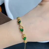 天然翡翠A货阳绿葫芦设计款手链通体S925银镶嵌