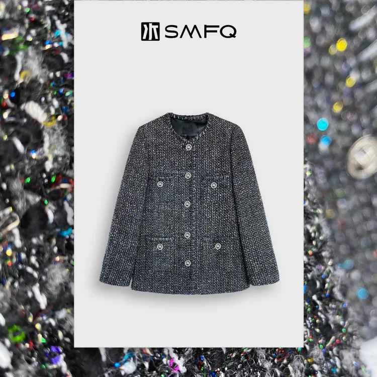 水木夫妻  “玛德琳”绵羊毛手工粗花呢轻奢小香风外套