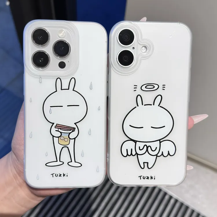 卡通趣味搞怪兔斯基情侣适用苹果17P手机壳iPhone大孔磨砂16/15