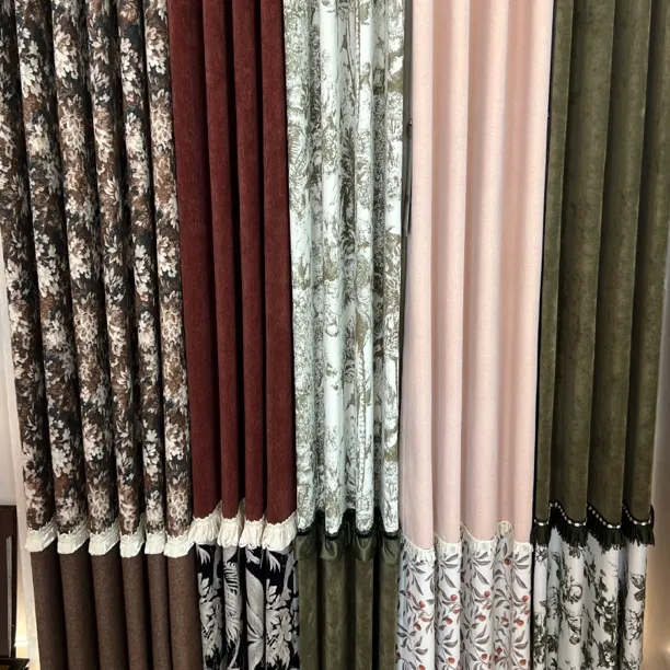 满园春 复古拼接款5款成品窗帘 羊毛材质雪尼绒多种款式颜色