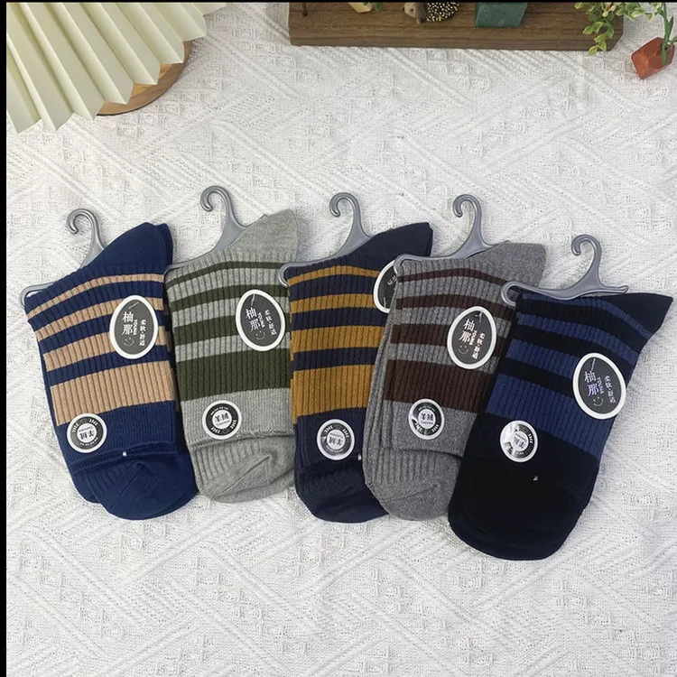 袜子男中筒袜秋冬羊绒袜加厚保暖冬天男士堆堆袜长筒袜子