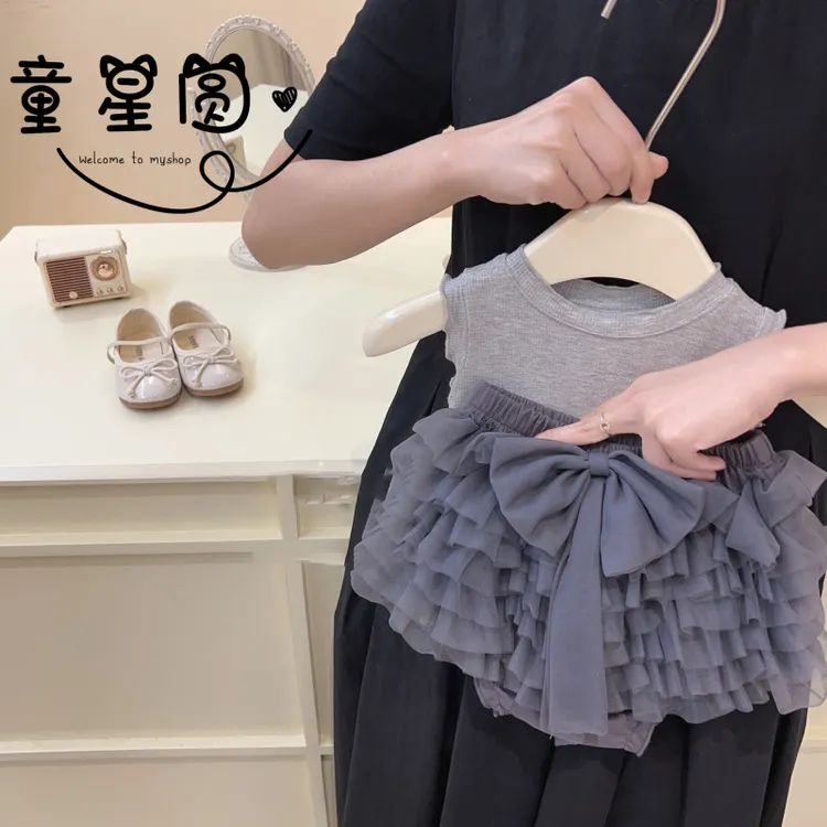 夏季新款女童TUTU裙韩版百搭宝宝半身裙洋气儿童蓬蓬裙套装儿童夏