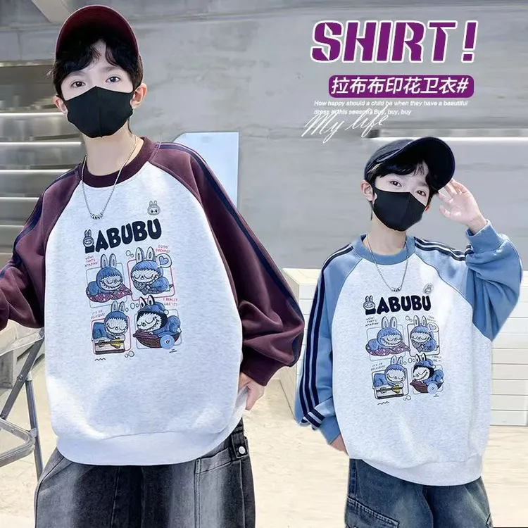 儿童秋季卫衣长袖洋气打底男女童圆领套头印花卫衣休闲