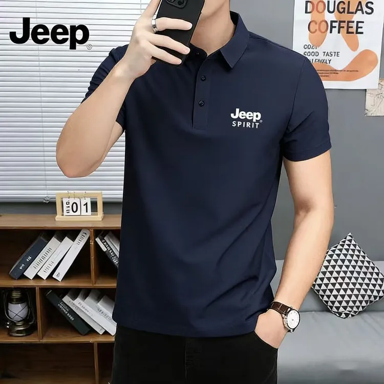 JEEPSPIRIT吉普POLO衫夏季高弹冰丝男短袖新款无痕速干T恤半袖男