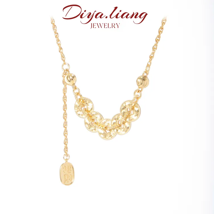 坠链均925银 梁雅帝新品【财多多】碎冰冰五帝钱高级感纯银项链