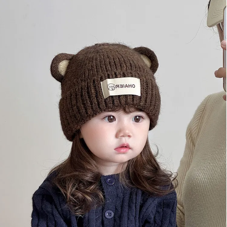 婴儿帽子秋冬季宝宝毛线帽可爱韩系加厚保暖防风男童女孩针织帽子