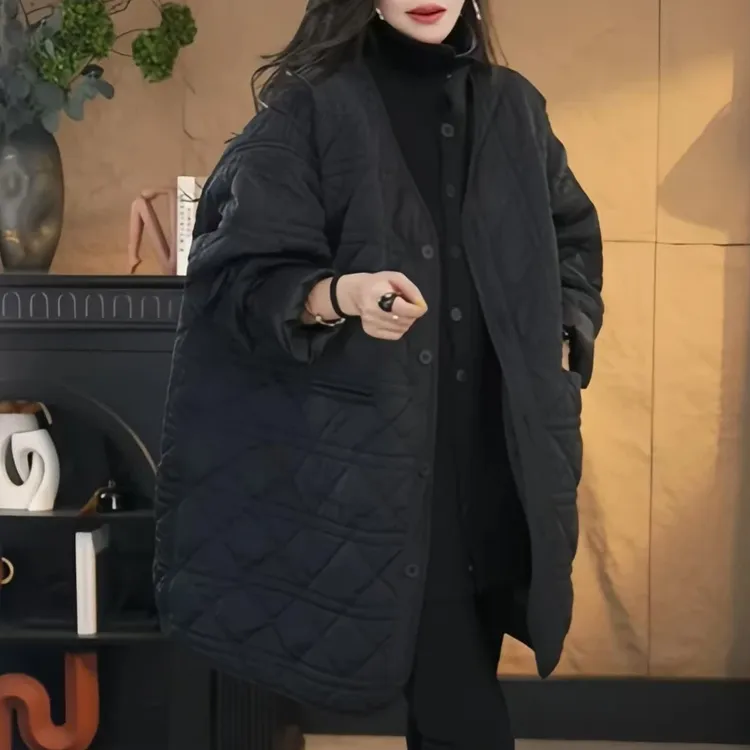 2025冬季韩版新款中长款时尚棉服潮流百搭外套女