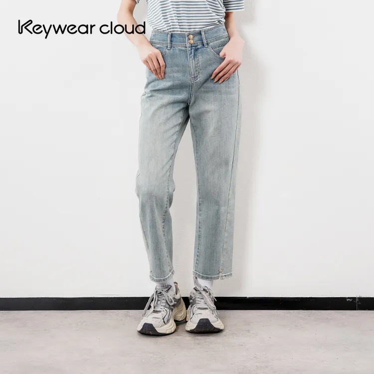 Keywearcloud奇威复古简约通勤风牛仔裤