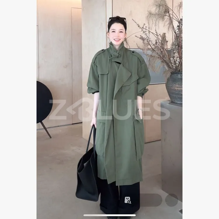 Z.blues【帅气自己】重工茧型高密宽松长款风衣