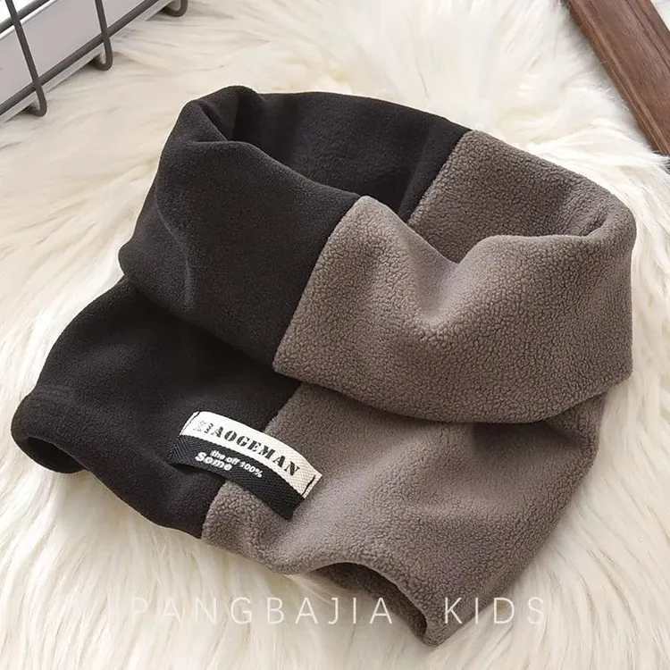 冬季双层加厚保暖护脖颈奥利绒脖套户外时尚男女拼色套头围脖