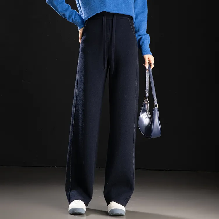 大牌专柜2025冬季新款高腰垂感加绒加厚直筒百搭高端外穿休闲裤女
