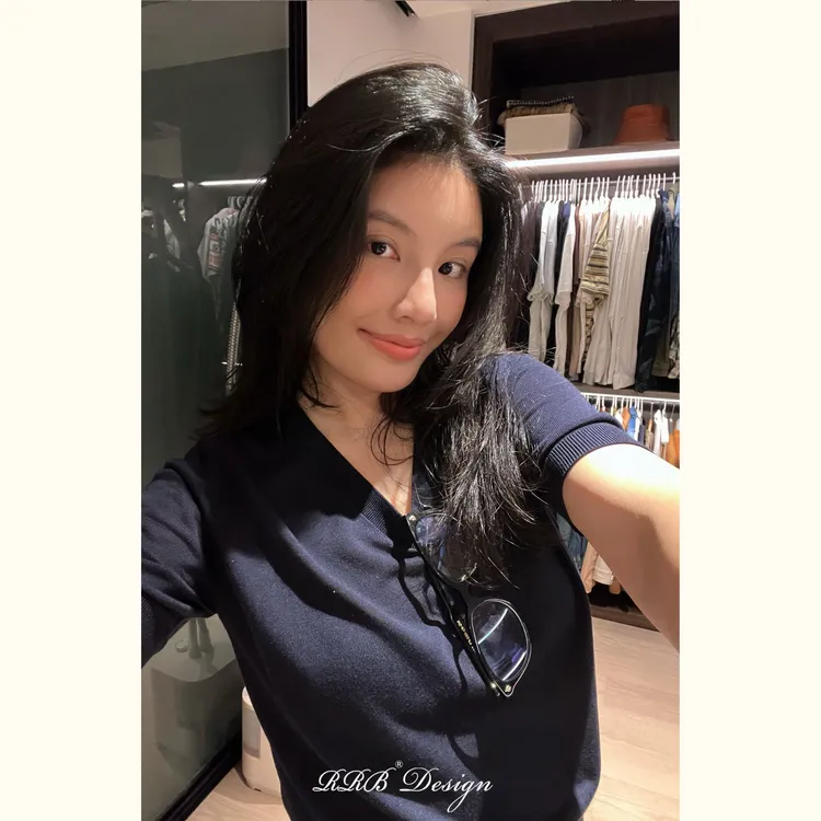 RRB Design「巴塞罗那」羊毛莱赛尔时尚百搭基础显瘦V领短袖上衣