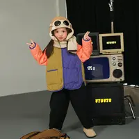 utouto大耳象女童拼布撞色棉服2025冬季新款个性上衣外套2410574