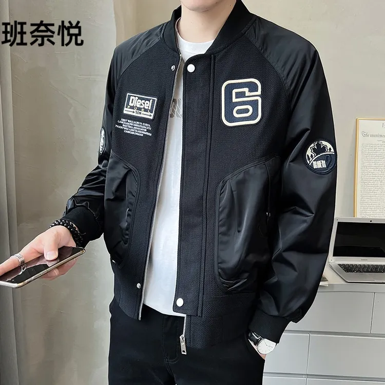 飞行服棒球领休闲夹克男2025年春秋季新款刺绣潮牌百搭上衣外套
