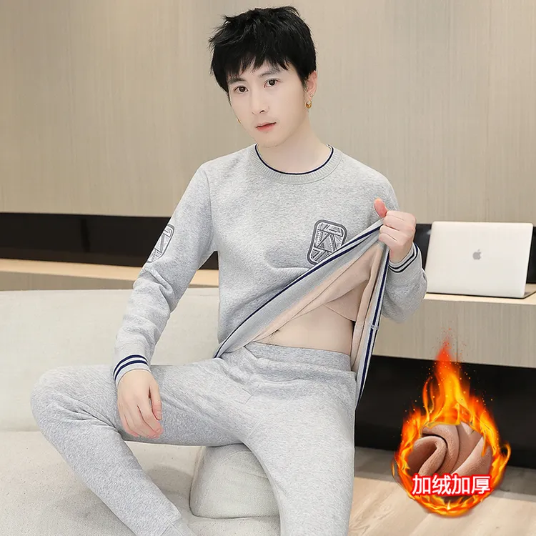 秋冬季青少年保暖内衣套装男孩初高中学生加绒加厚打底衫秋衣秋裤