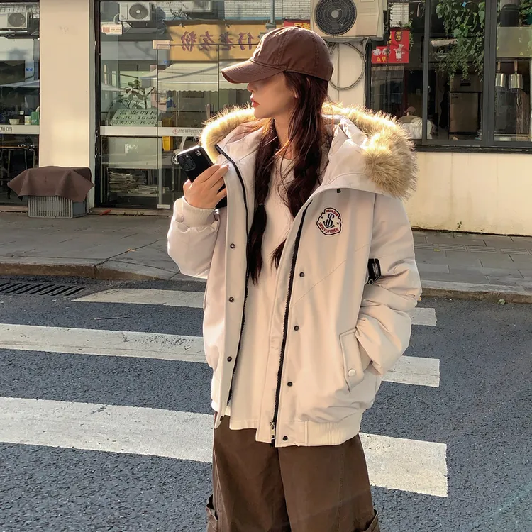大毛领工装派克服棉服外套女秋冬2025新款高级感宽松显瘦棉袄棉衣