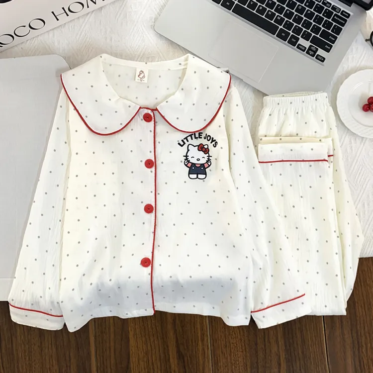 儿童睡衣女童长袖春秋季KT猫新款女生小女孩冬天秋冬中大童家居服