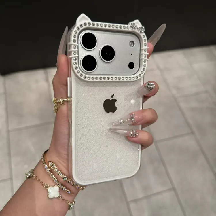 新款简约KT猫闪粉适用于iPhone17promax手机壳苹果16防摔15小众14