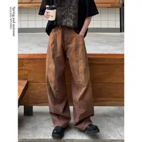 鸡哥哥25S/S “废土黄泥” 泼墨马骝染色做旧 3D立体裁剪弯刀牛仔裤